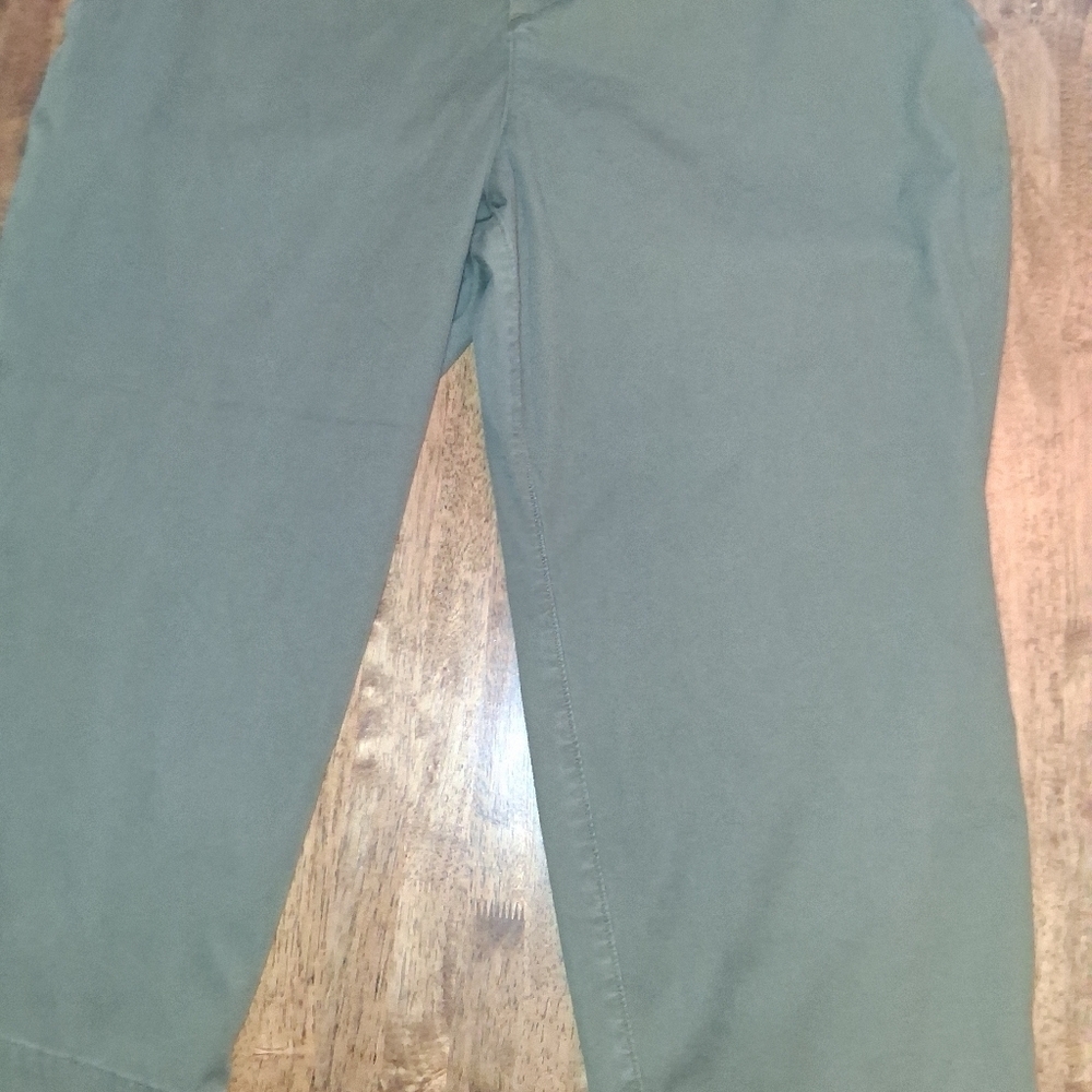Spanx Twill Stretch Elastic Waist Wide Leg Cropped Pant Green 3X Tall- - Picture 3 of 6
